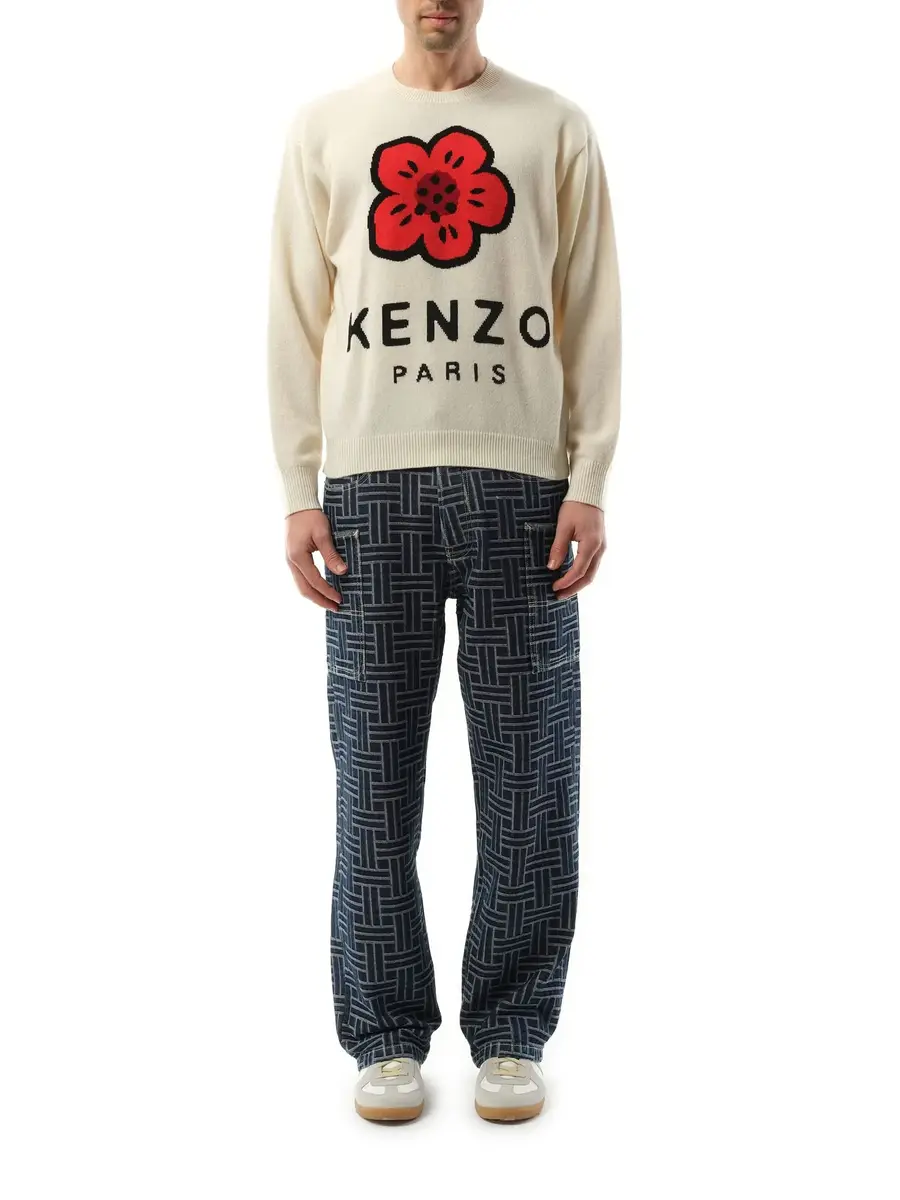 KENZO Knit Boke Flower Placed Sweater in Off White | Thumbnail 4 KENZO Knit Boke Flower Placed Sweater in Off White | Thumbnail 4