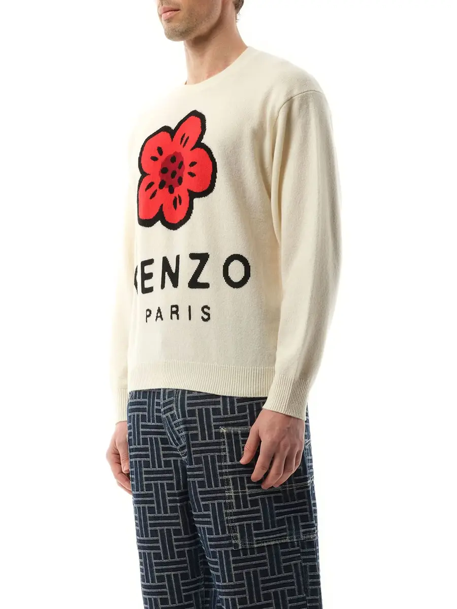 KENZO Knit Boke Flower Placed Sweater in Off White | Thumbnail 5 KENZO Knit Boke Flower Placed Sweater in Off White | Thumbnail 5