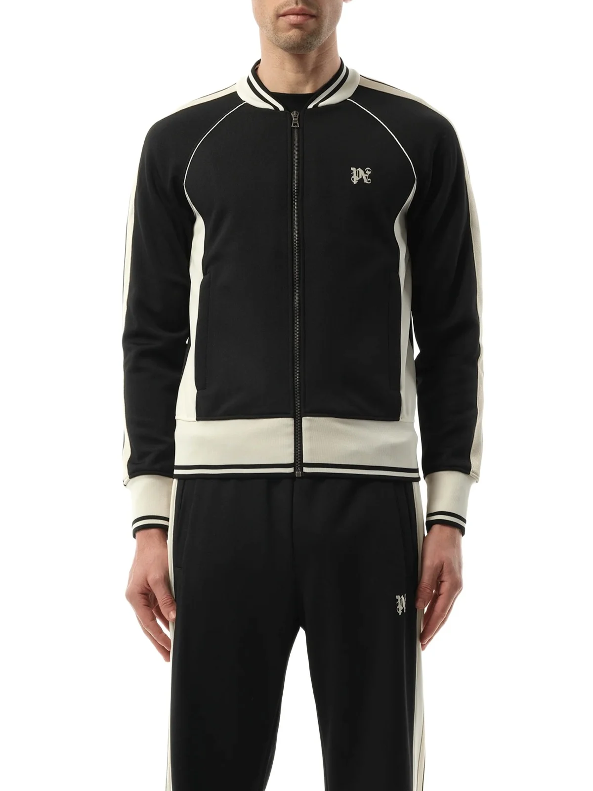 Palm Angels New Monogram Track Jacket in Black/off White
