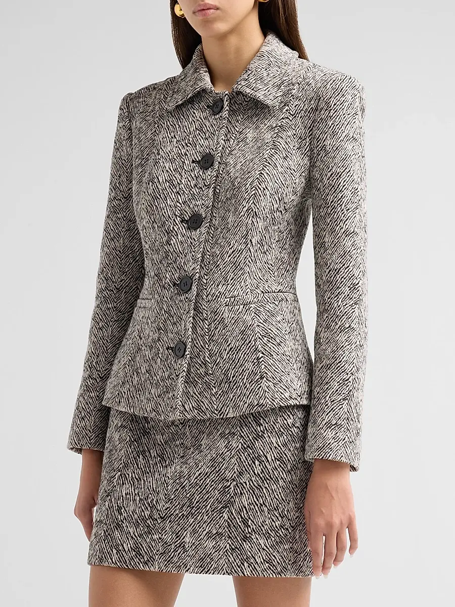 Milly Women's Esme Herringbone Structured Jacket | Thumbnail 4 Milly Women's Esme Herringbone Structured Jacket | Thumbnail 4