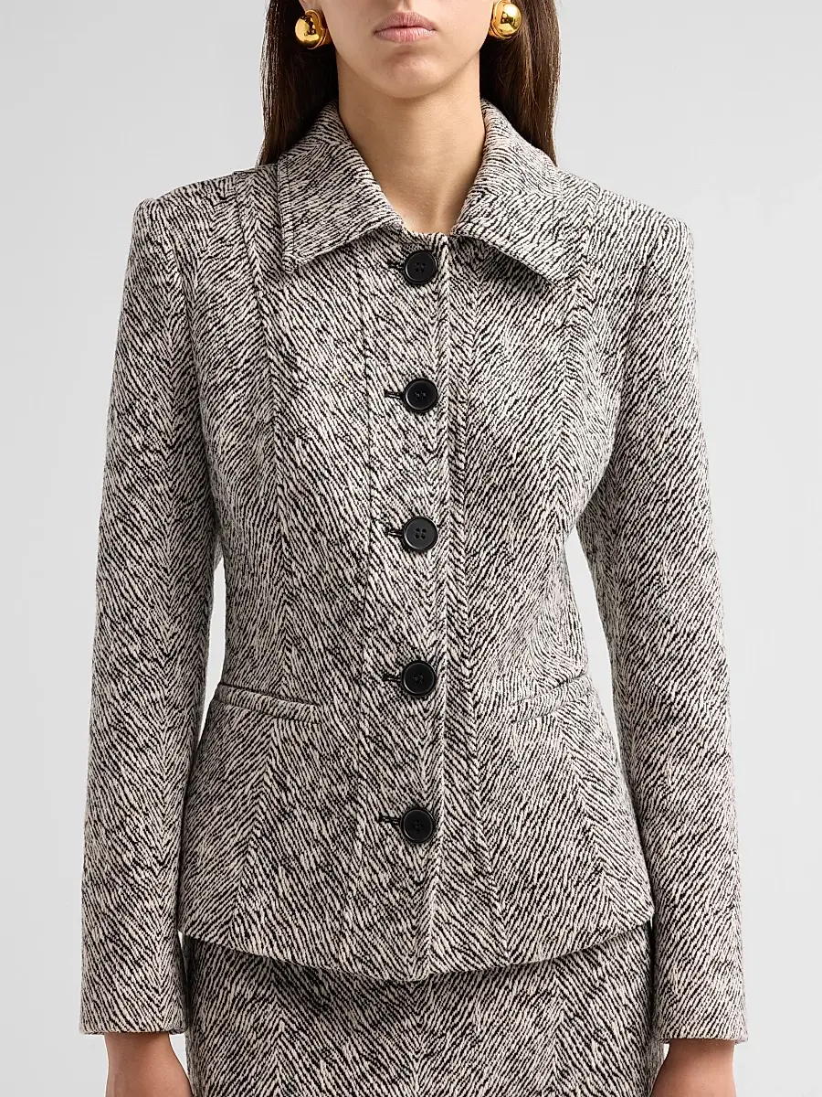 Milly Women's Esme Herringbone Structured Jacket | Thumbnail 5 Milly Women's Esme Herringbone Structured Jacket | Thumbnail 5