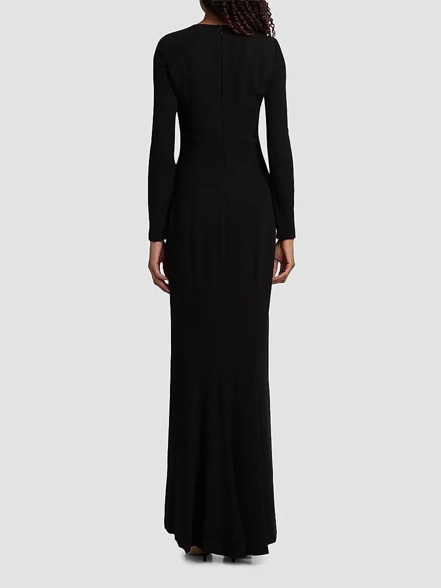 Reem Acra Women's Crêpe Crystal Detail Column Gown | Thumbnail 5 Reem Acra Women's Crêpe Crystal Detail Column Gown | Thumbnail 5