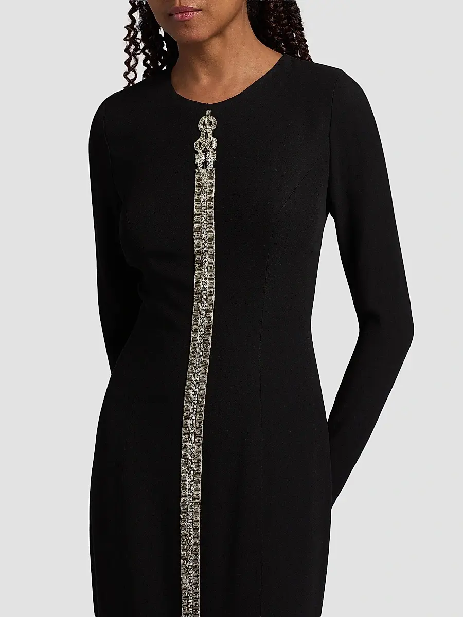 Reem Acra Women's Crêpe Crystal Detail Column Gown | Thumbnail 6 Reem Acra Women's Crêpe Crystal Detail Column Gown | Thumbnail 6