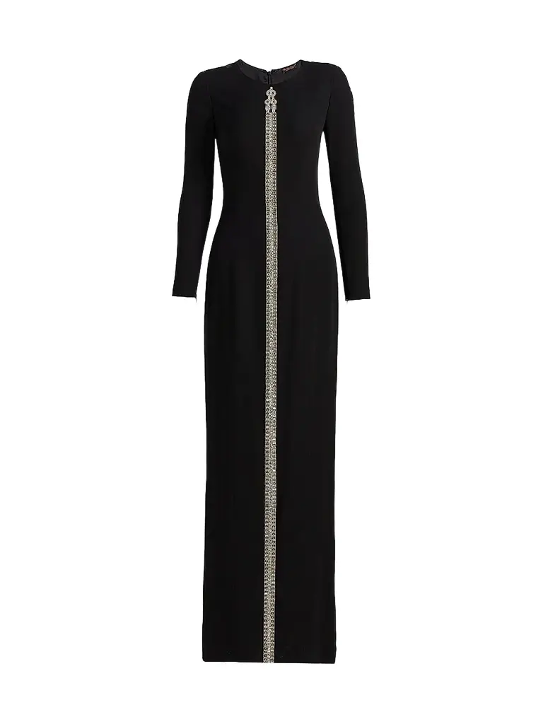 Reem Acra Women's Crêpe Crystal Detail Column Gown