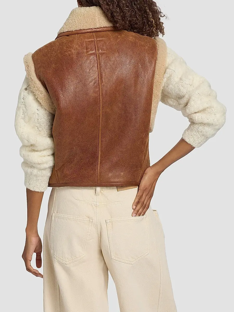 Isabel Marant Women's Alime Leather & Shearling Vest - Cognac | Thumbnail 5