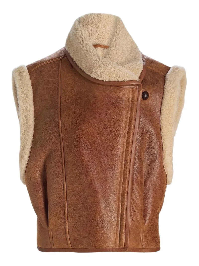 Isabel Marant Women's Alime Leather & Shearling Vest - Cognac