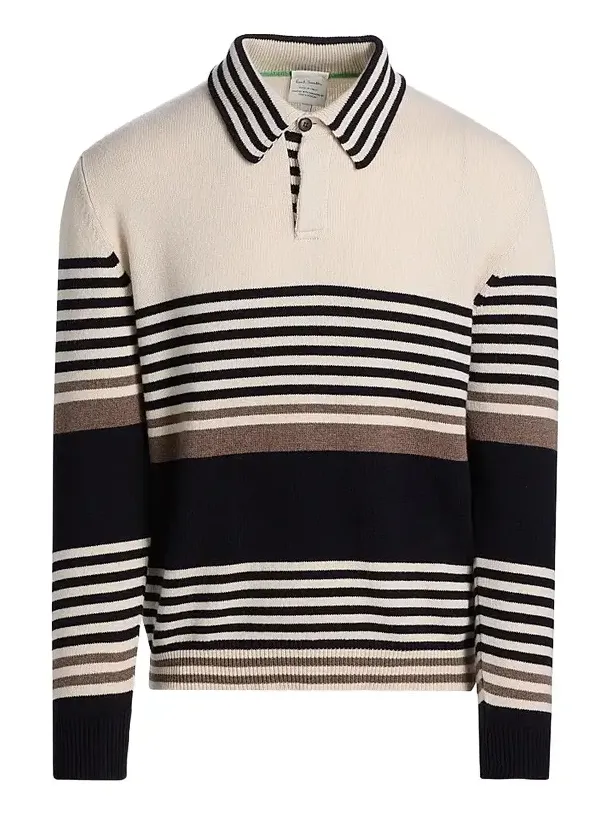 Paul Smith Men's Striped Cashmere Polo Sweater