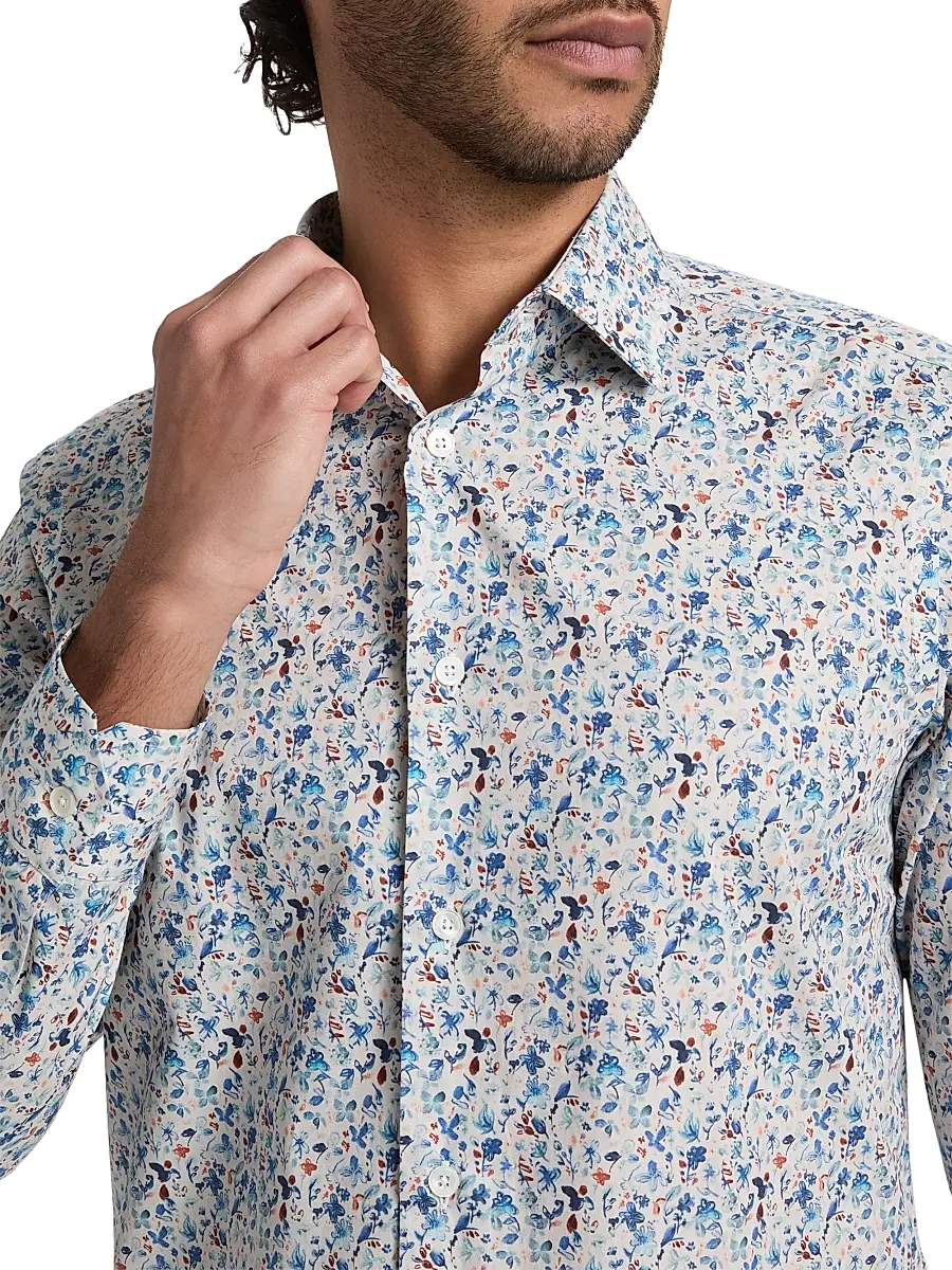 Paul Smith Men's Floral Cotton Regular-Fit Shirt | Thumbnail 6