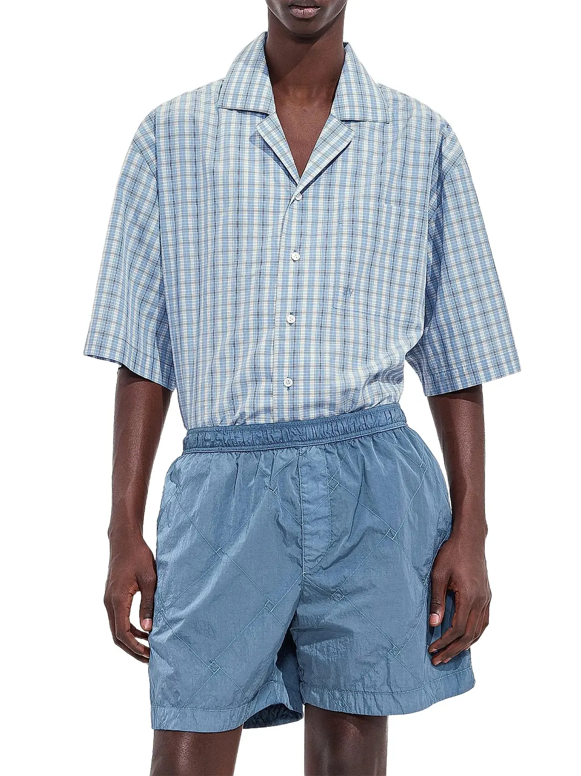 Bottega Veneta Men's Intrecciato Crinkled Swim Shorts