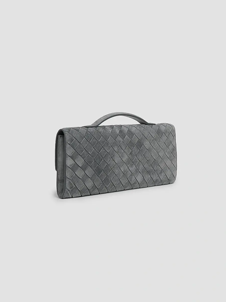 Bottega Veneta Women's Andiamo Intrecciato-Suede Top-Handle Clutch | Thumbnail 3 Bottega Veneta Women's Andiamo Intrecciato-Suede Top-Handle Clutch | Thumbnail 3