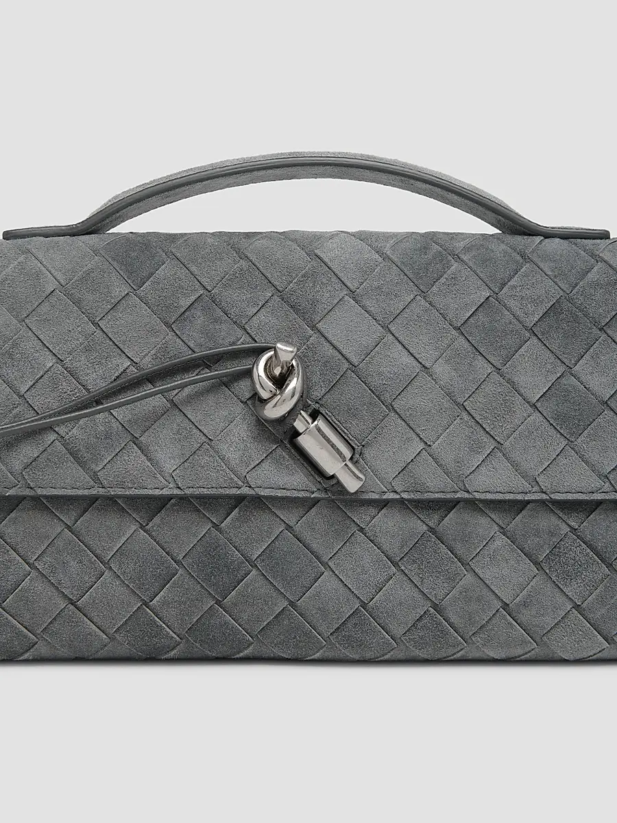 Bottega Veneta Women's Andiamo Intrecciato-Suede Top-Handle Clutch | Thumbnail 6 Bottega Veneta Women's Andiamo Intrecciato-Suede Top-Handle Clutch | Thumbnail 6