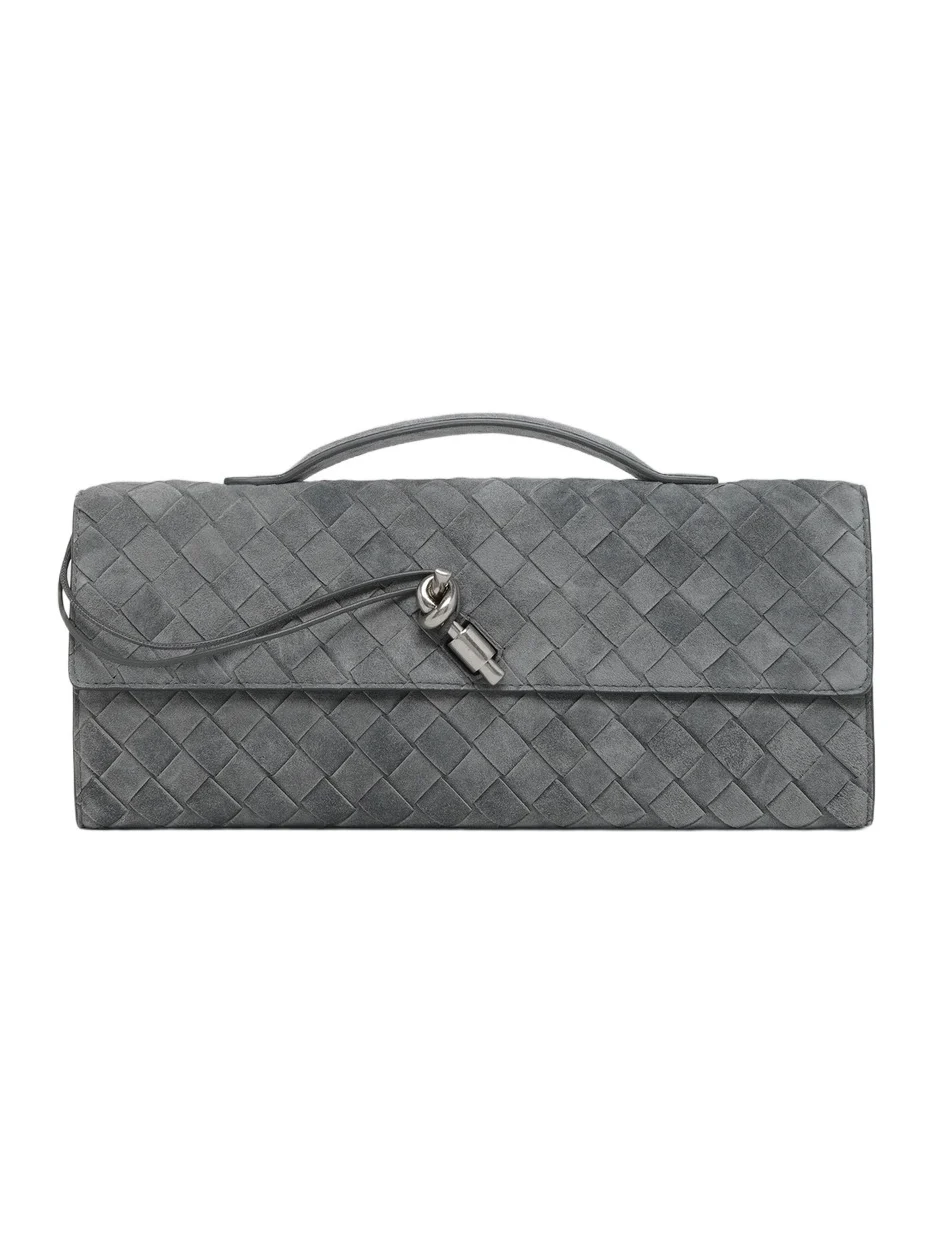 Women's Andiamo Intrecciato-Suede Top-Handle Clutch Women's Andiamo Intrecciato-Suede Top-Handle Clutch
