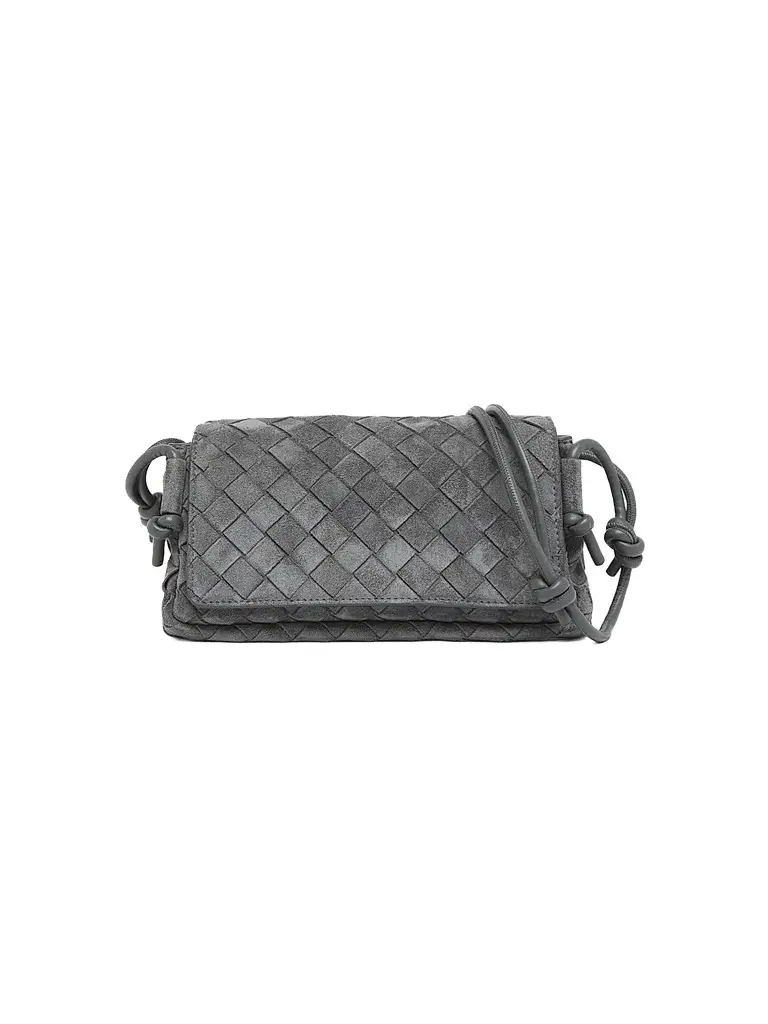 Bottega Veneta Women's Notturno Intrecciato Suede Pouch | Image 1 Bottega Veneta Women's Notturno Intrecciato Suede Pouch | Image 1