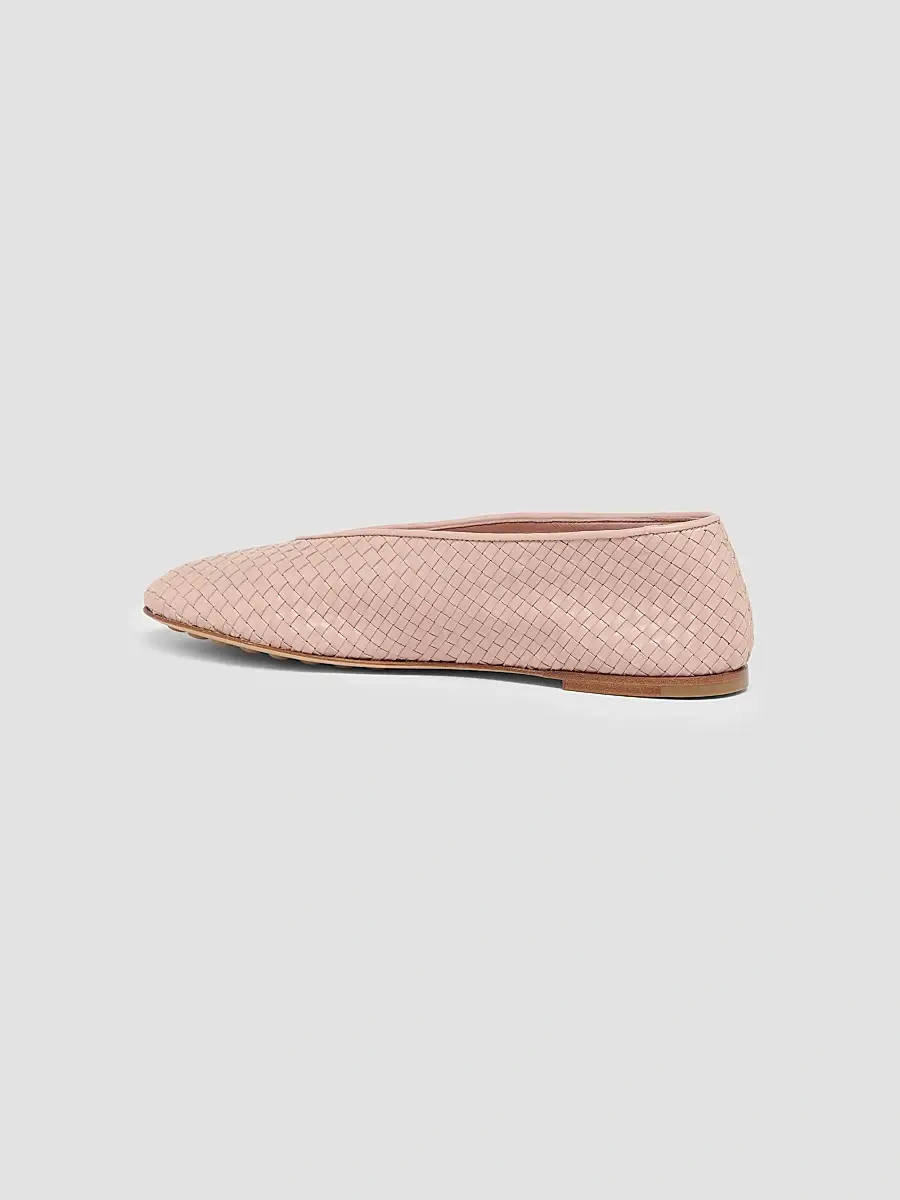 Bottega Veneta Women's Rosa Intrecciato Leather Flats | Thumbnail 2 Bottega Veneta Women's Rosa Intrecciato Leather Flats | Thumbnail 2