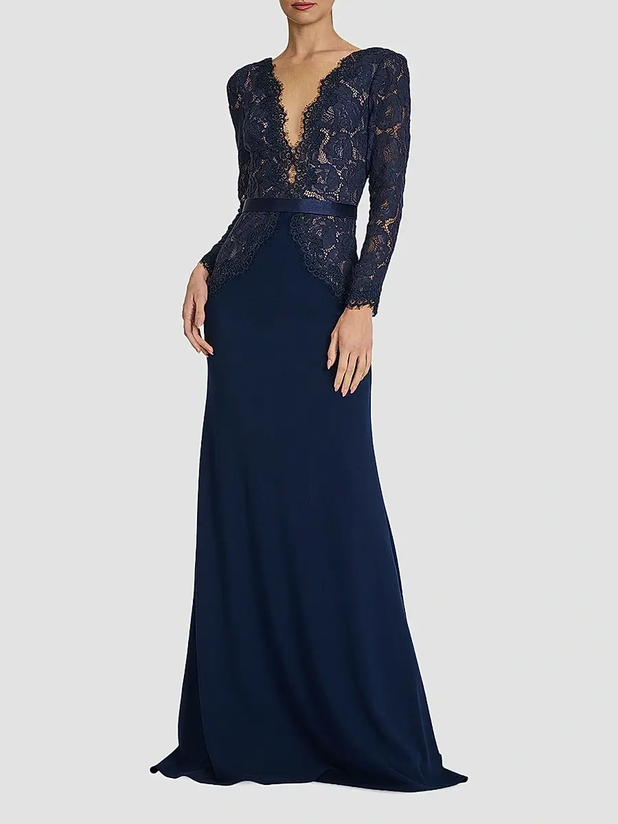 Tadashi Shoji Women's Corwin Embroidered Illusion Gown | Thumbnail 2