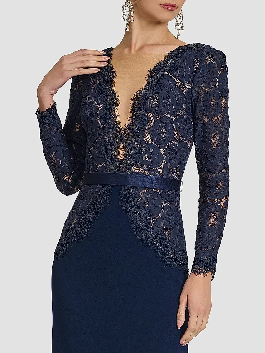 Tadashi Shoji Women's Corwin Embroidered Illusion Gown | Thumbnail 5