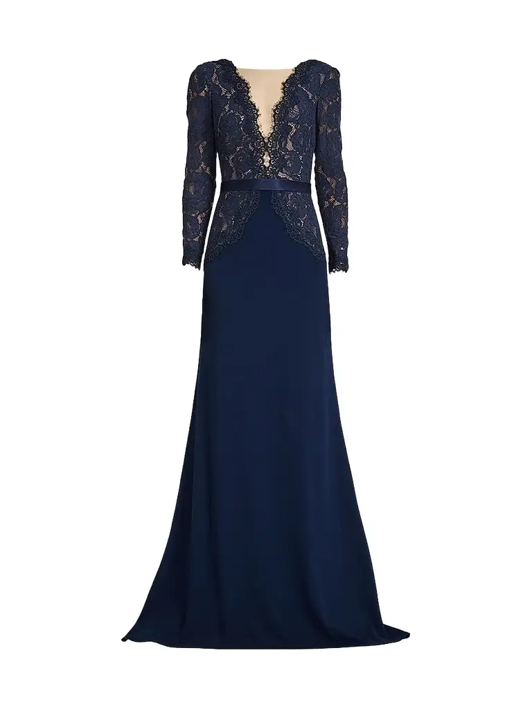 Tadashi Shoji Women's Corwin Embroidered Illusion Gown