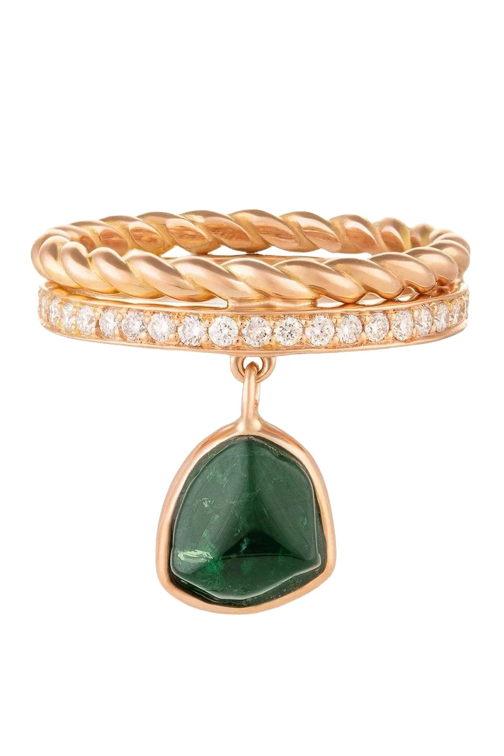 Diamond Green Tourmaline Liberté Torsade Ring Diamond Green Tourmaline Liberté Torsade Ring