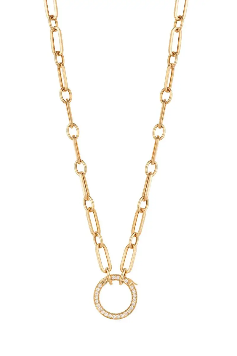 CLARA CHEHAB Diamond Liberté Rectangular Hooked Chain Necklace | Image 1 CLARA CHEHAB Diamond Liberté Rectangular Hooked Chain Necklace | Image 1