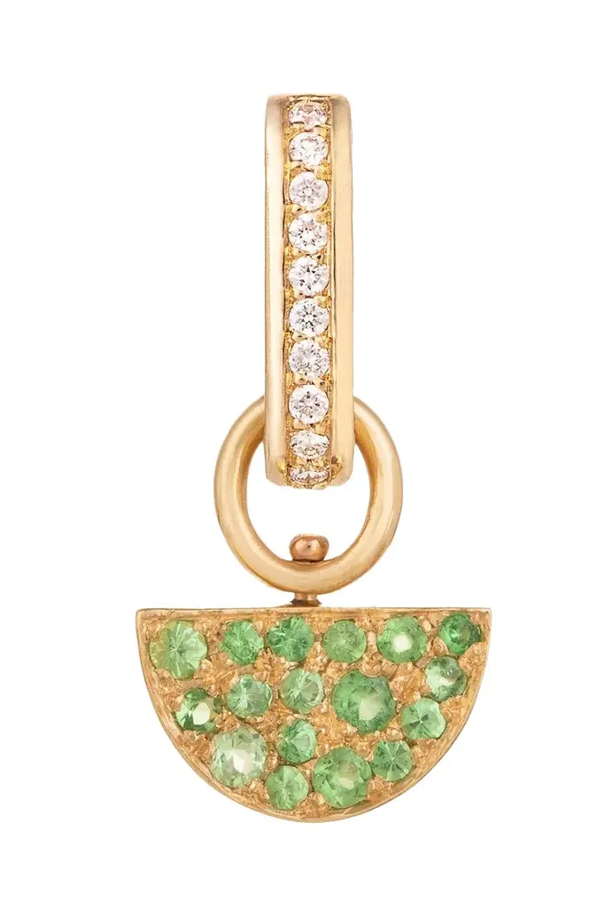 CLARA CHEHAB Green Tsavorite Diamond Liberté Half Moon Charm | Image 1 CLARA CHEHAB Green Tsavorite Diamond Liberté Half Moon Charm | Image 1