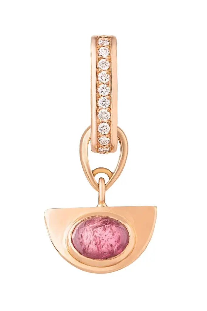 CLARA CHEHAB Pink Tourmaline Diamond Liberté Half Moon Charm | Image 1 CLARA CHEHAB Pink Tourmaline Diamond Liberté Half Moon Charm | Image 1