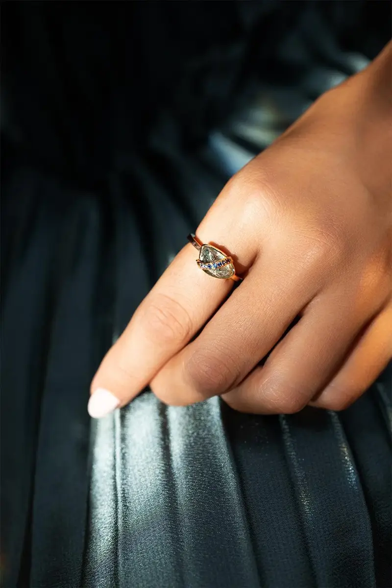 CLARA CHEHAB Sapphire Aquamarine Small Elemental Ring | Thumbnail 3 CLARA CHEHAB Sapphire Aquamarine Small Elemental Ring | Thumbnail 3