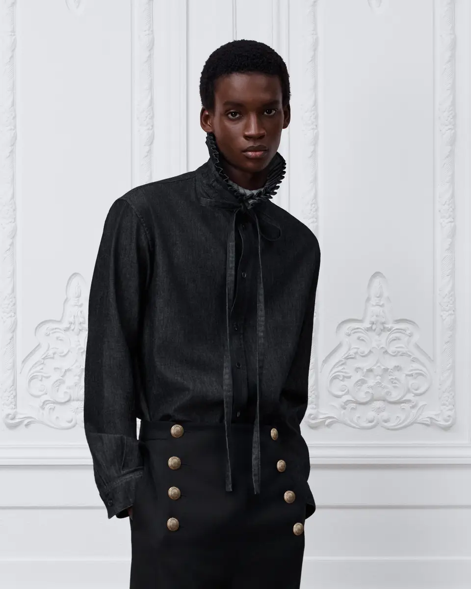Dior Shirt with Pleated Stand Collar, Comfortable Fit | Thumbnail 2 Dior Shirt with Pleated Stand Collar, Comfortable Fit | Thumbnail 2