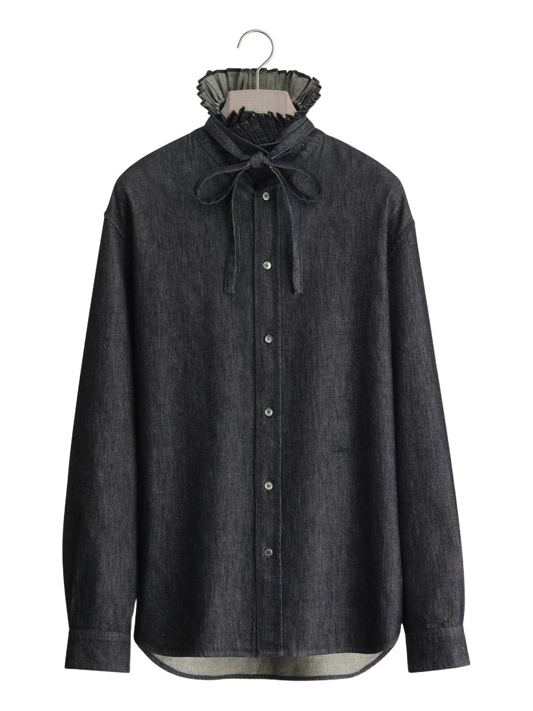 Shirt with Pleated Stand Collar, Comfortable Fit