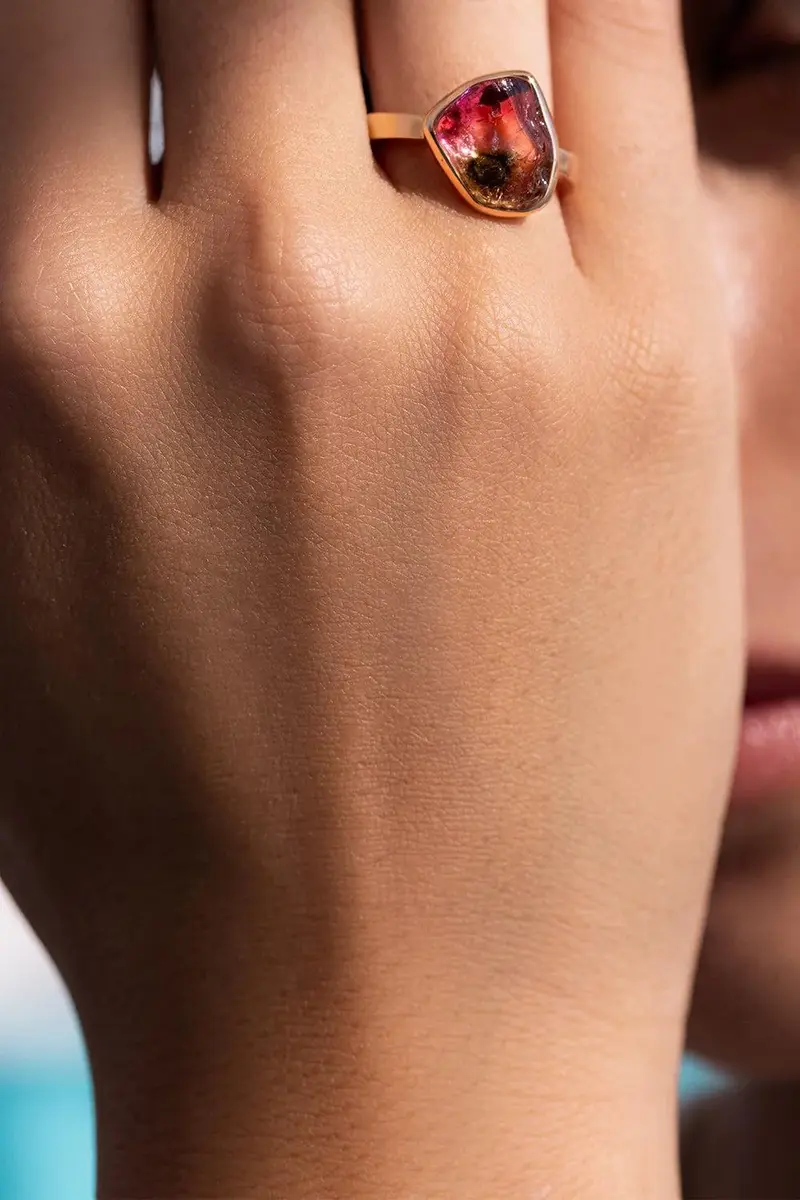 CLARA CHEHAB Watermelon Tourmaline Small Genesis Ring | Thumbnail 2 CLARA CHEHAB Watermelon Tourmaline Small Genesis Ring | Thumbnail 2