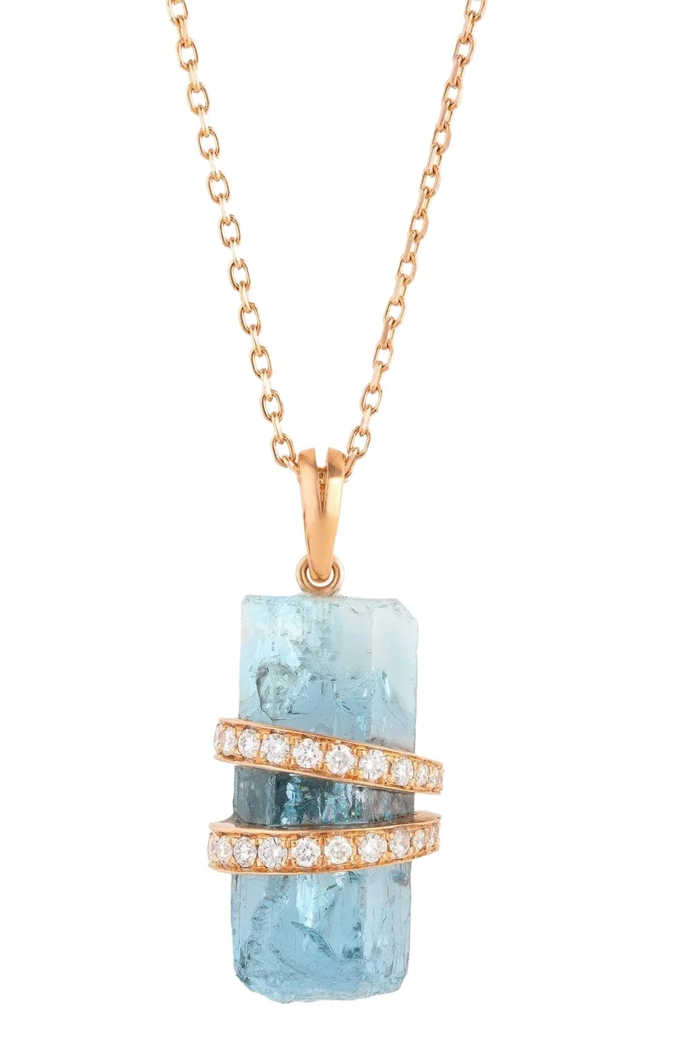 CLARA CHEHAB Diamond Aquamarine Large Elemental Pendant