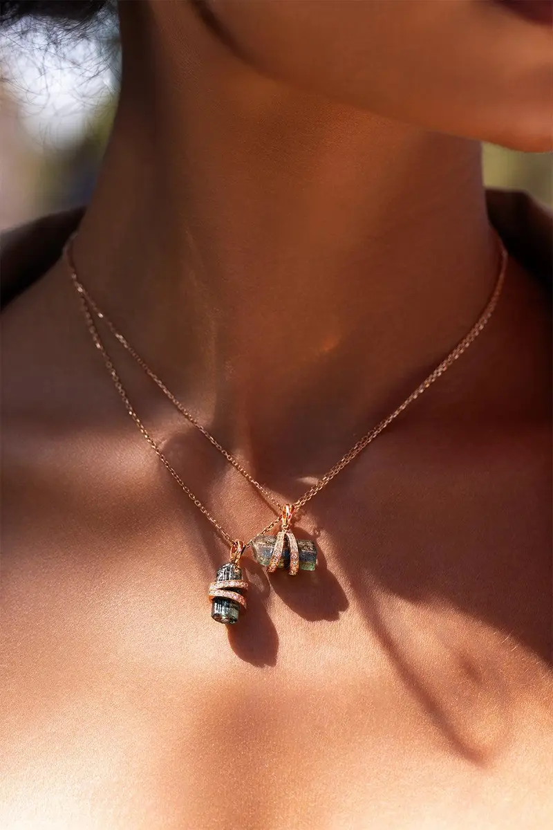 CLARA CHEHAB Diamond Aquamarine Medium Elemental Pendant | Thumbnail 2