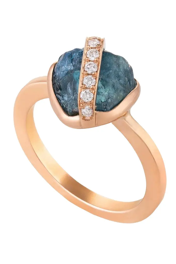 CLARA CHEHAB Diamond Aquamarine Small Elemental Ring | Image 1 CLARA CHEHAB Diamond Aquamarine Small Elemental Ring | Image 1