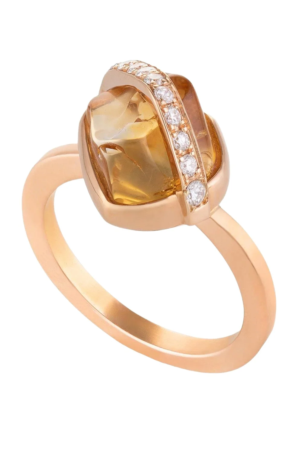 Diamond Citrine Small Elemental Ring Diamond Citrine Small Elemental Ring