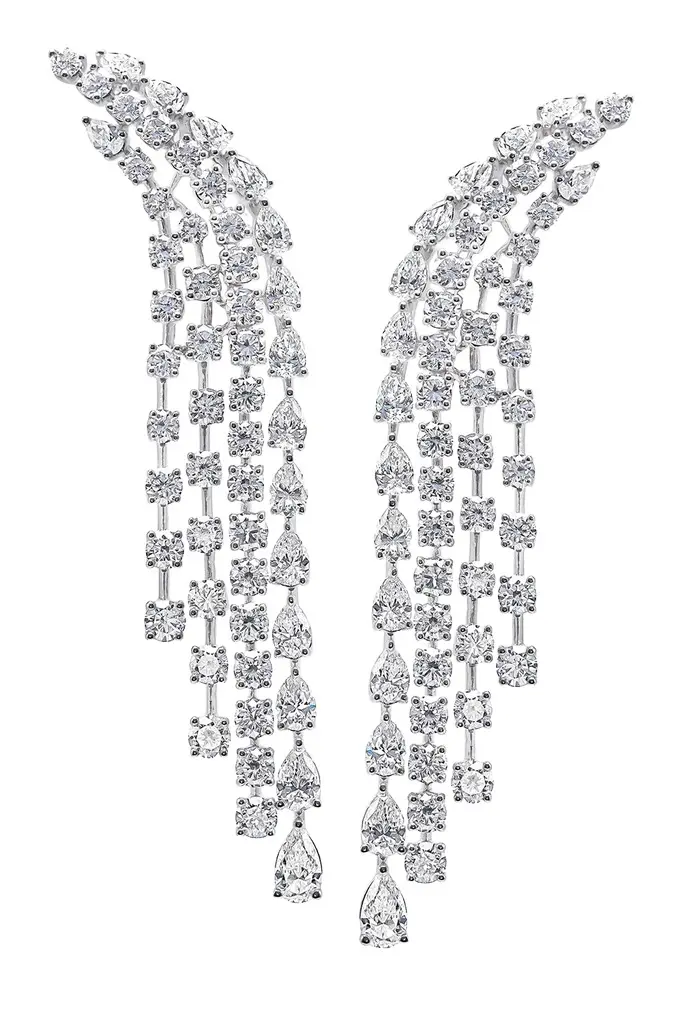 Diamond Four Row Chandelier Earrings Diamond Four Row Chandelier Earrings