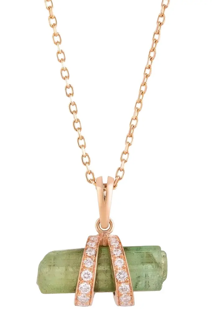 CLARA CHEHAB Diamond Green Tourmaline Medium Elemental Pendant | Image 1 CLARA CHEHAB Diamond Green Tourmaline Medium Elemental Pendant | Image 1