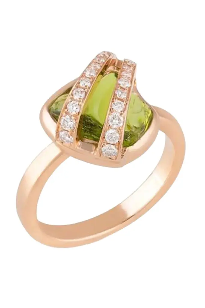 CLARA CHEHAB Diamond Peridot Elemental Ring | Image 1 CLARA CHEHAB Diamond Peridot Elemental Ring | Image 1