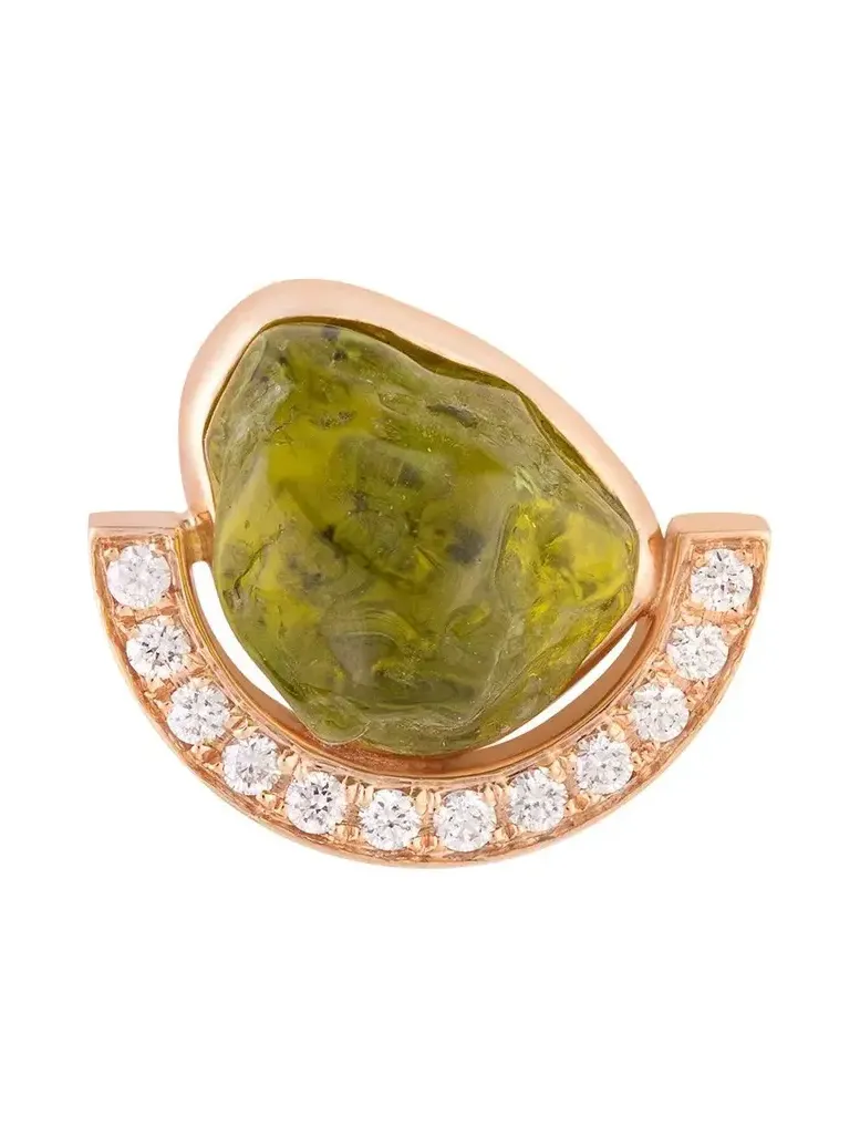 Diamond Peridot Stud Earring Diamond Peridot Stud Earring
