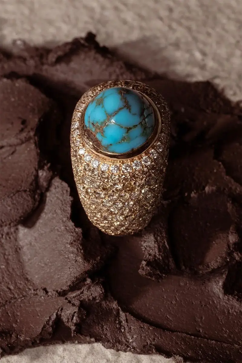 CLARA CHEHAB Diamond Turquoise Halo Ring | Thumbnail 3