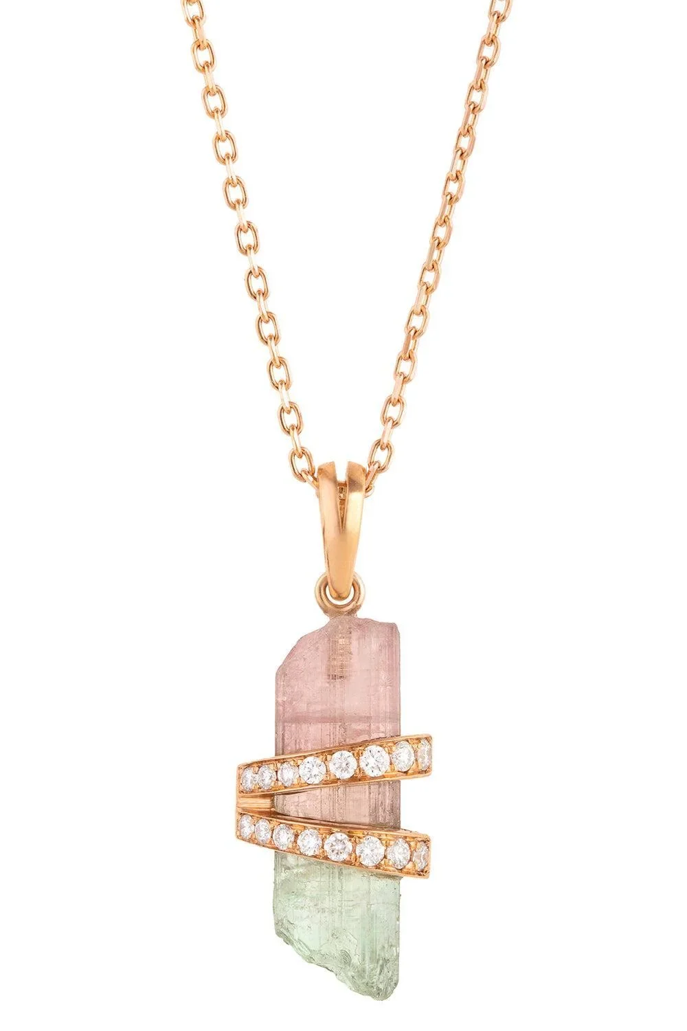 Diamond Watermelon Tourmaline Medium Elemental Pendant