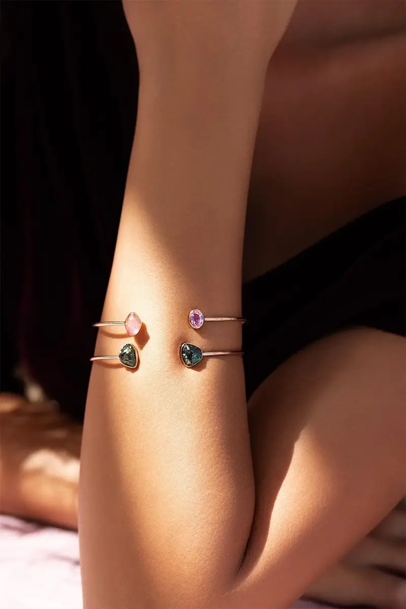 CLARA CHEHAB Green Tourmaline Elemental Cuff Bracelet | Thumbnail 2 CLARA CHEHAB Green Tourmaline Elemental Cuff Bracelet | Thumbnail 2
