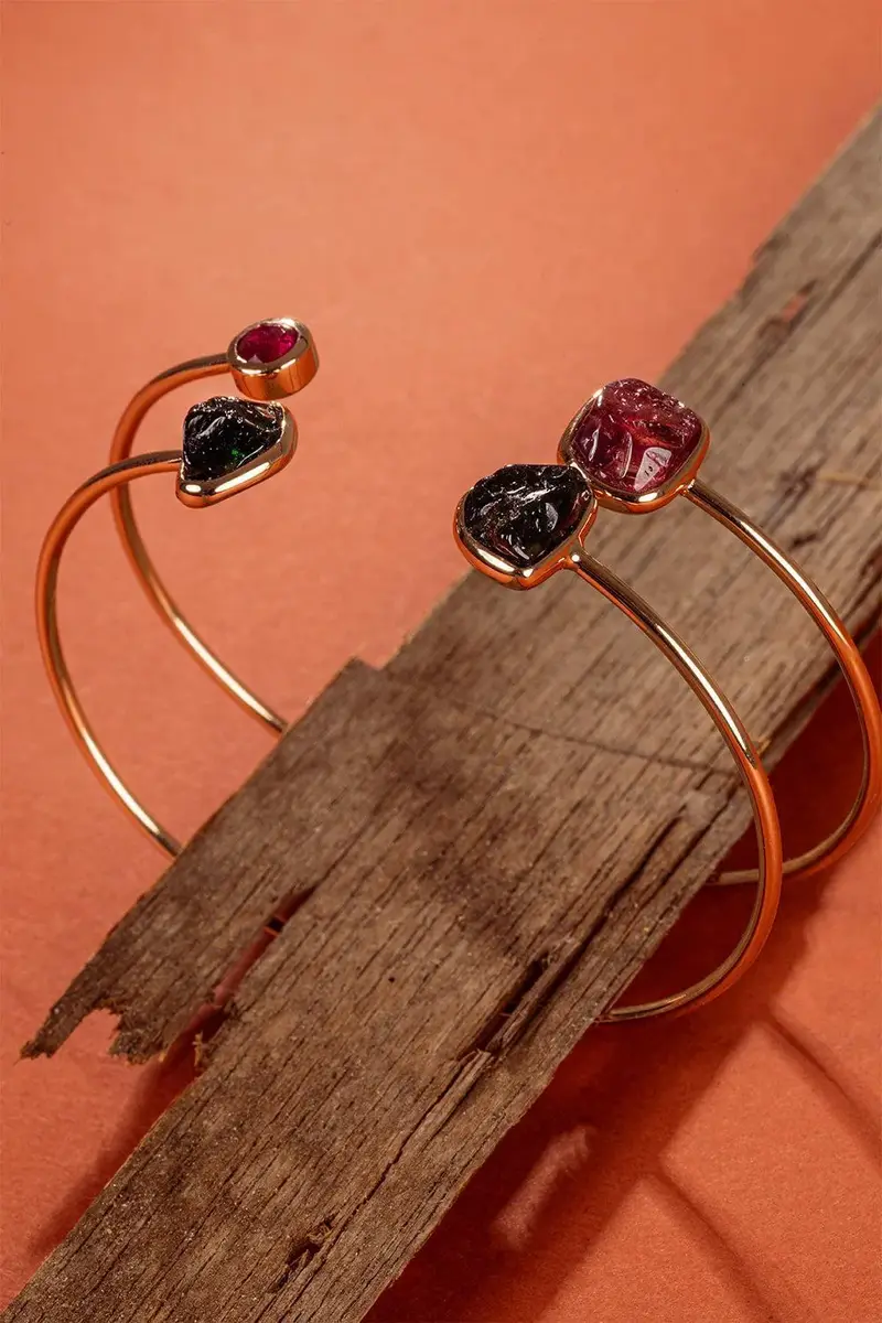 CLARA CHEHAB Pink Sapphire Tourmaline Elemental Cuff Bracelet | Thumbnail 3
