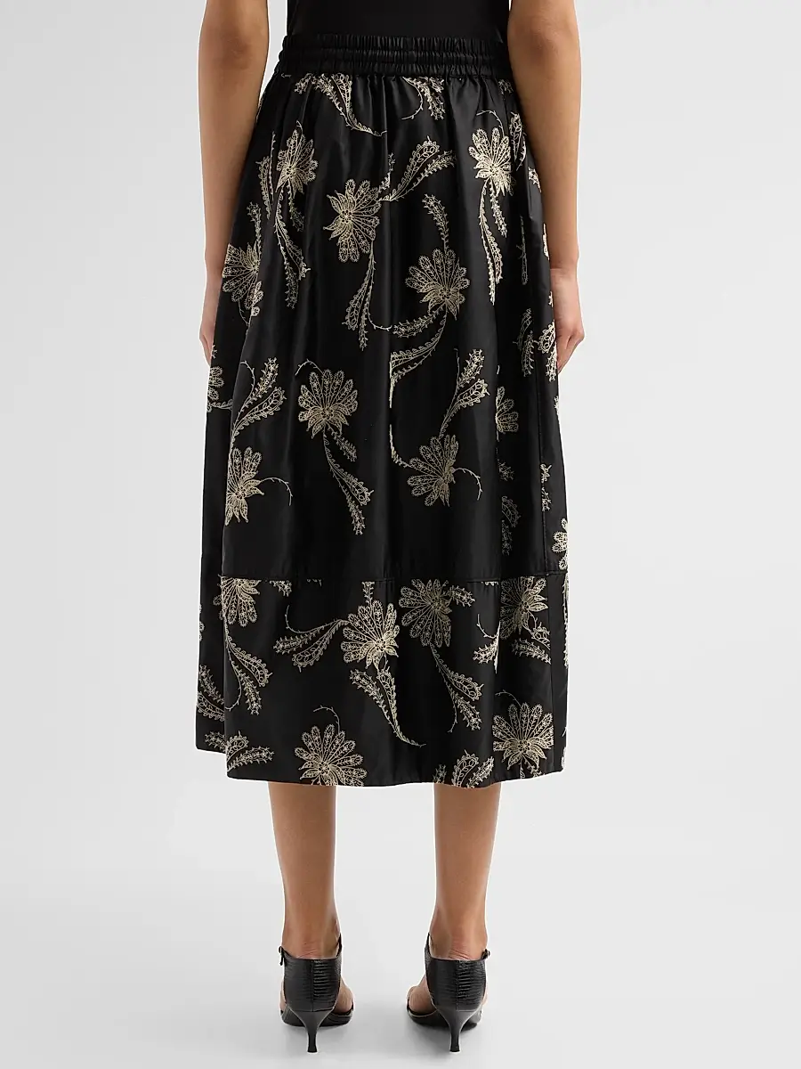 Cinq à Sept Women's Paisley Fan Embroidered Sirani Skirt | Thumbnail 3