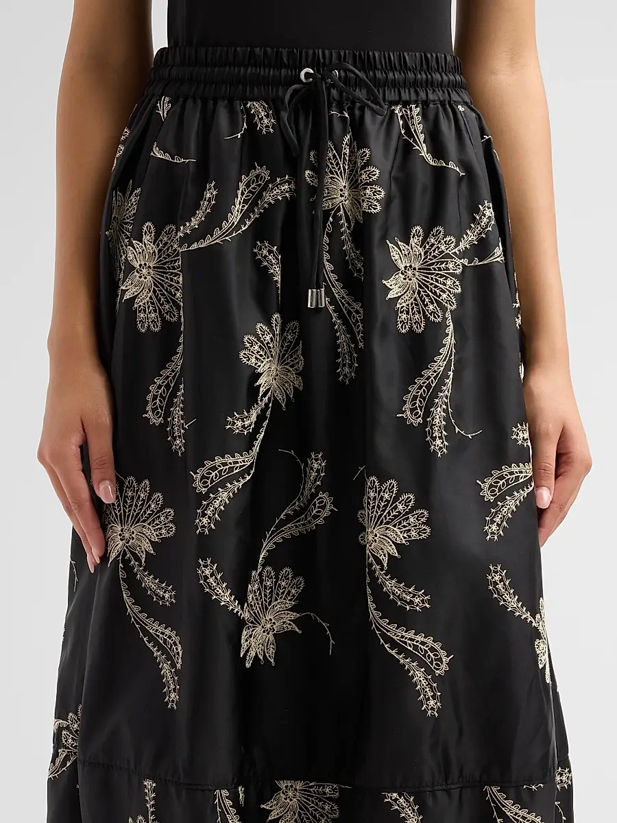Cinq à Sept Women's Paisley Fan Embroidered Sirani Skirt | Thumbnail 5