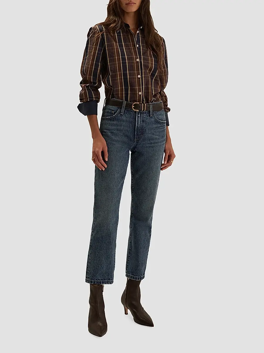Favorite Daughter Women's The Cuffed Cotton Statement Striped Shirt | Thumbnail 2