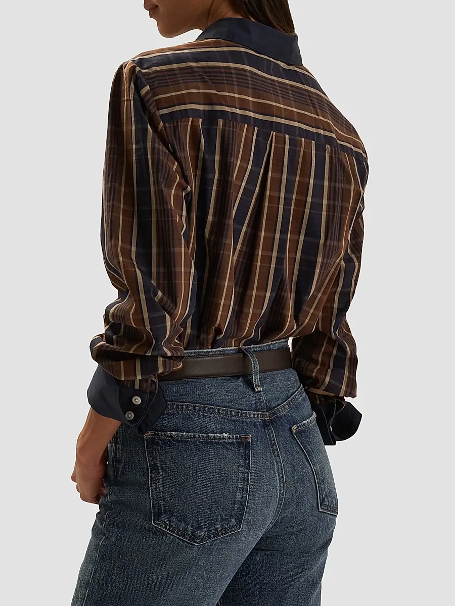 Favorite Daughter Women's The Cuffed Cotton Statement Striped Shirt | Thumbnail 3