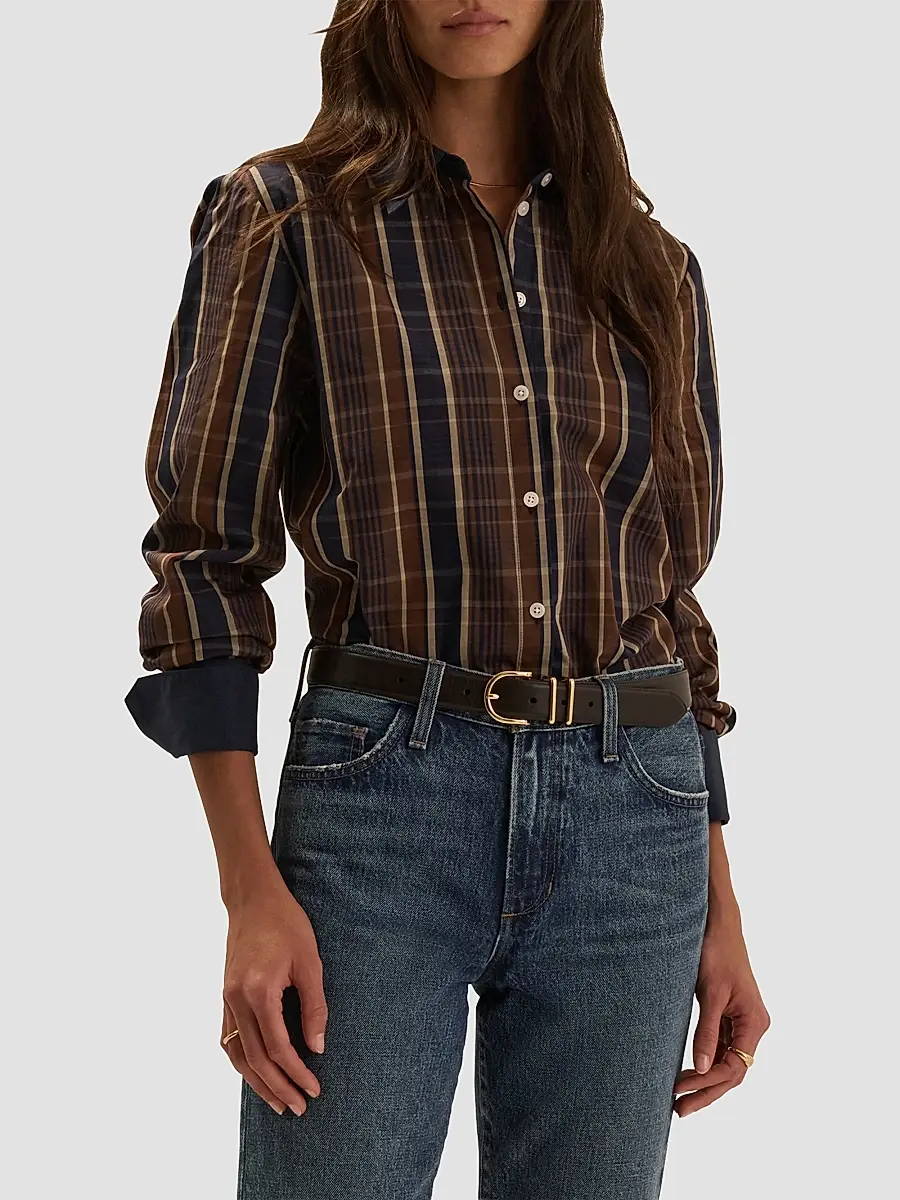 Favorite Daughter Women's The Cuffed Cotton Statement Striped Shirt | Thumbnail 4