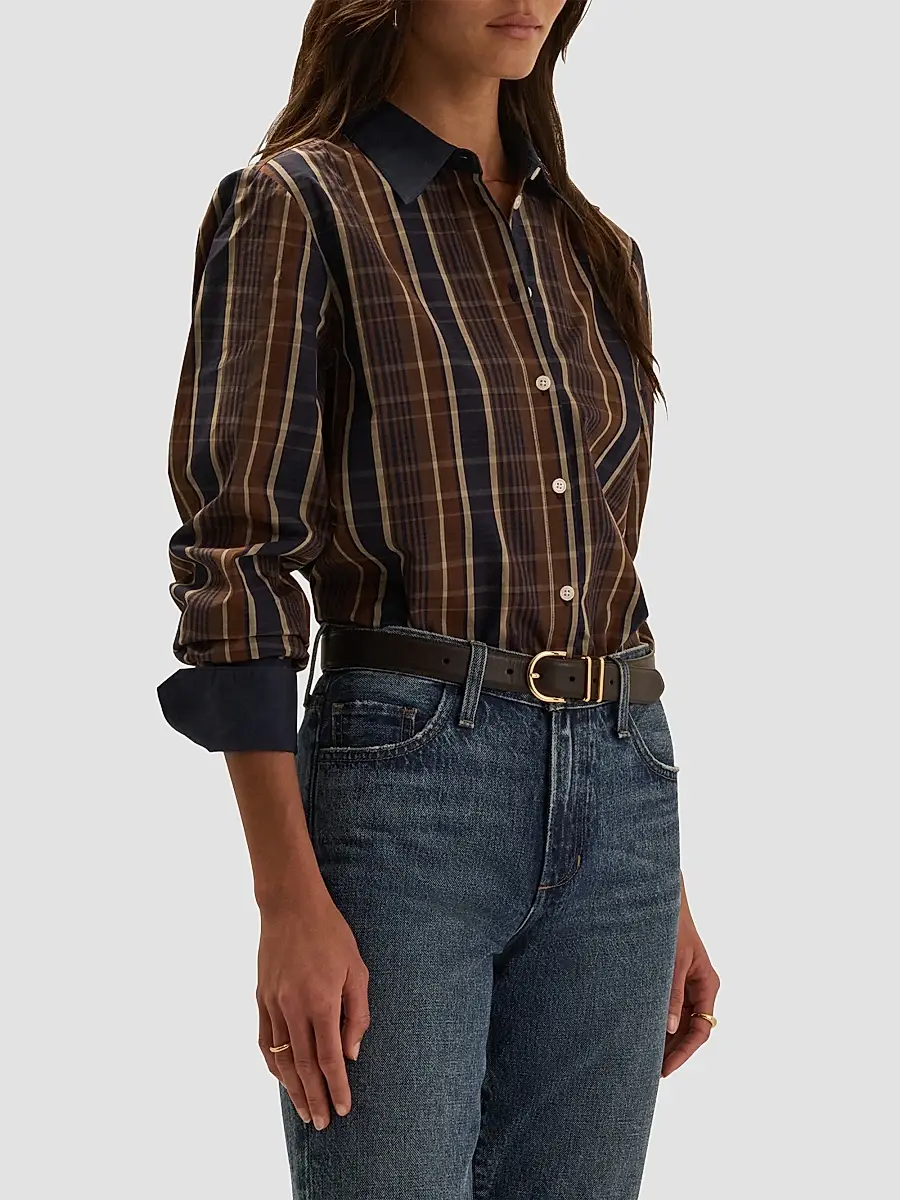 Favorite Daughter Women's The Cuffed Cotton Statement Striped Shirt | Thumbnail 5