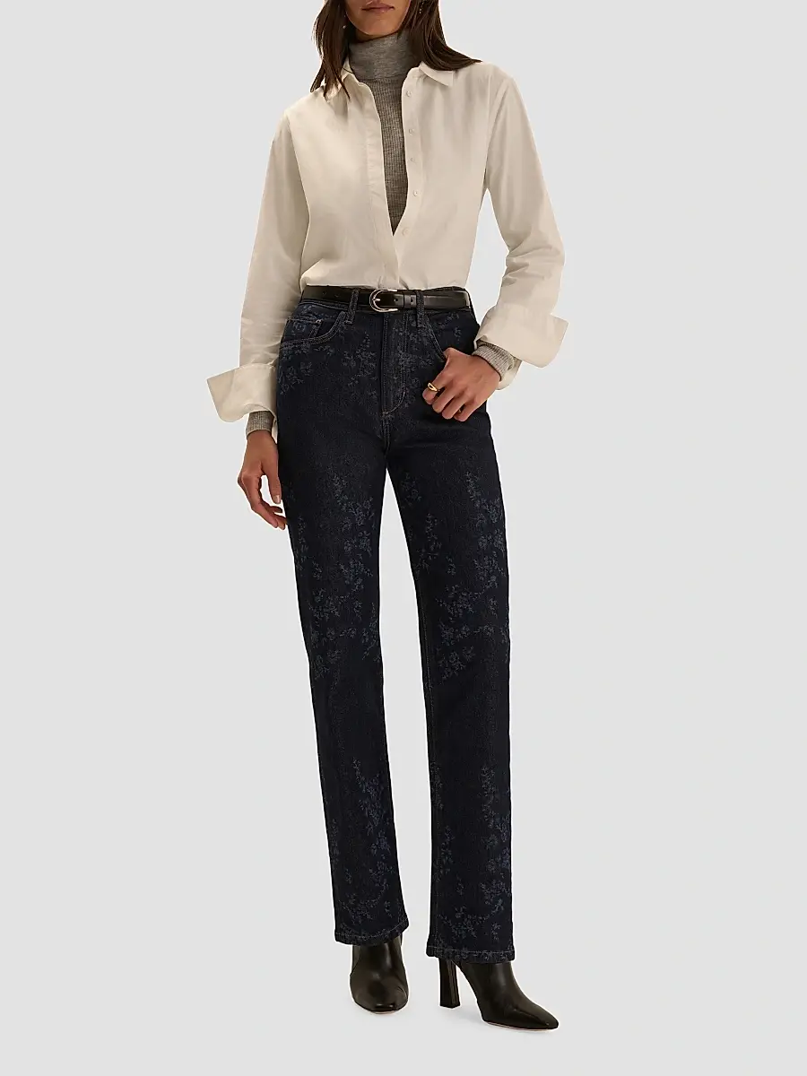 Favorite Daughter Women's The Valentina Floral High-Rise Straight-Leg Jeans | Thumbnail 2 Favorite Daughter Women's The Valentina Floral High-Rise Straight-Leg Jeans | Thumbnail 2