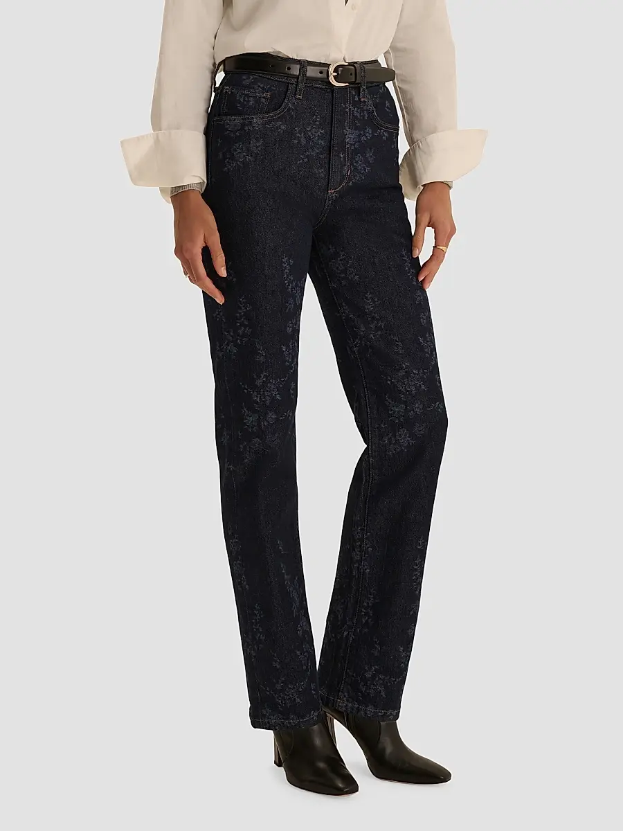 Favorite Daughter Women's The Valentina Floral High-Rise Straight-Leg Jeans | Thumbnail 5 Favorite Daughter Women's The Valentina Floral High-Rise Straight-Leg Jeans | Thumbnail 5