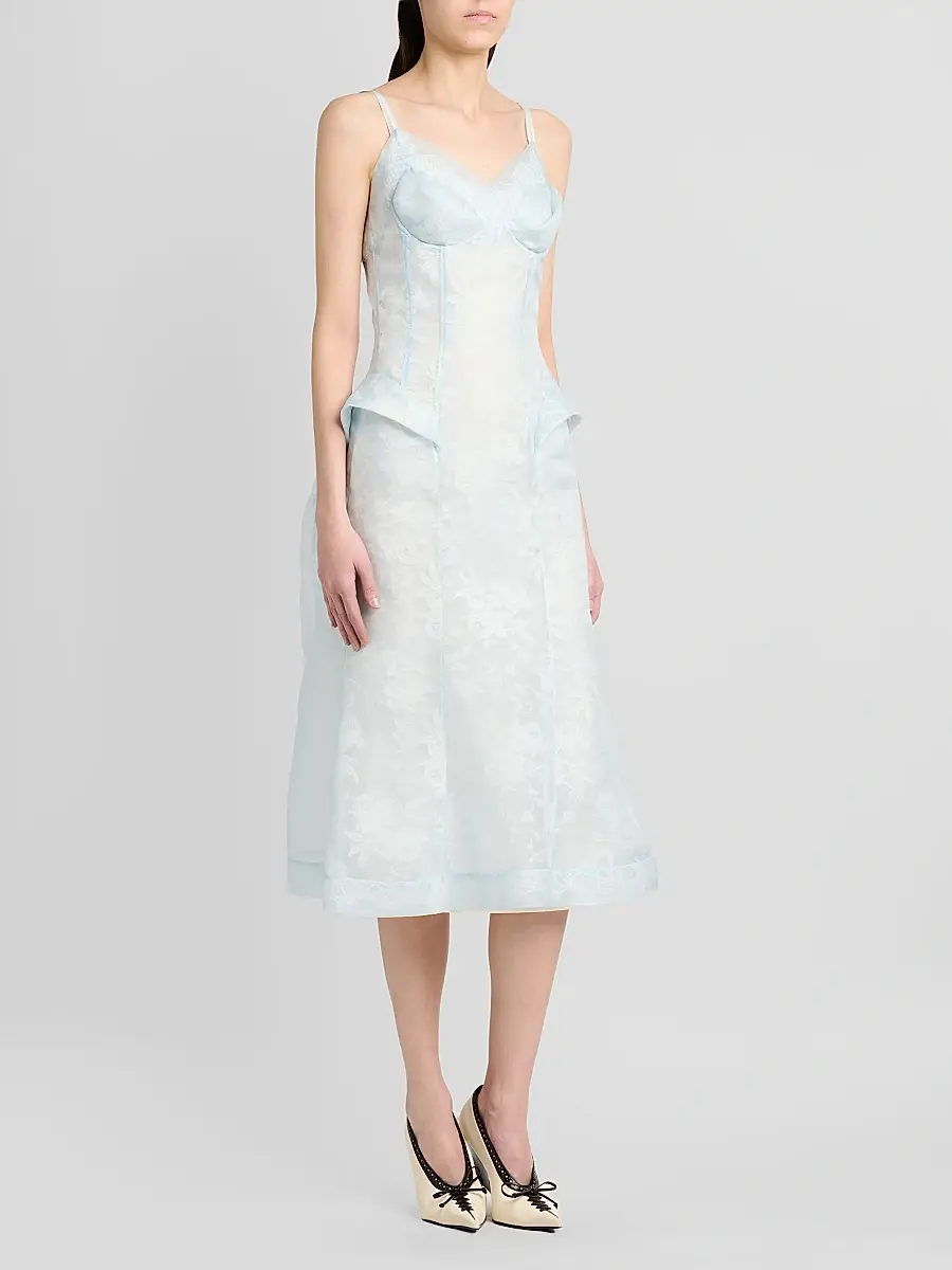 Alexander McQueen Women's Peplum Silk Lace Cocktail Dress | Thumbnail 4 Alexander McQueen Women's Peplum Silk Lace Cocktail Dress | Thumbnail 4